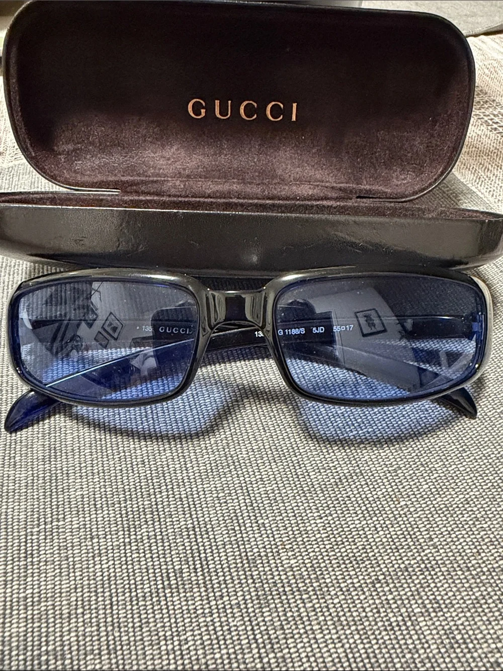 AUTHENTIC Gucci Blue Tinted Rectangular Sunglasses
